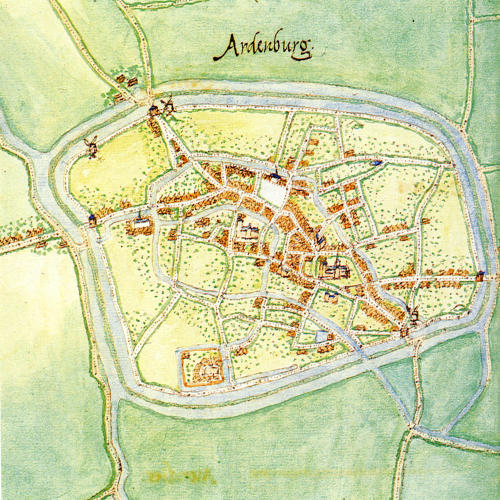 Oude landkaart 1560 Aardenburg 