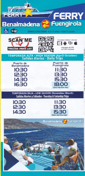 vertrektijden met de boot vanaf Benalmadena naar Fuengirola 