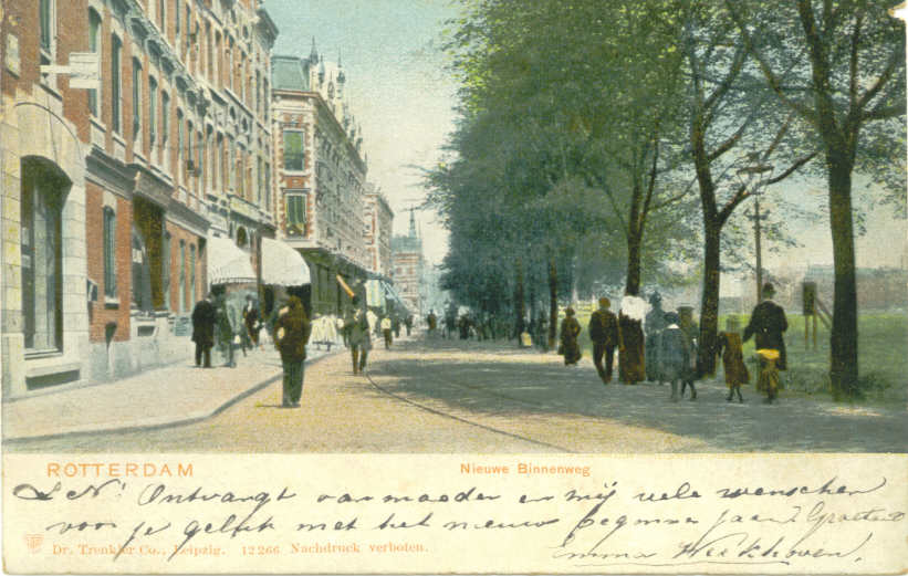 Rotterdam Nieuwe Binnenweg gekleurde ansichtkaart