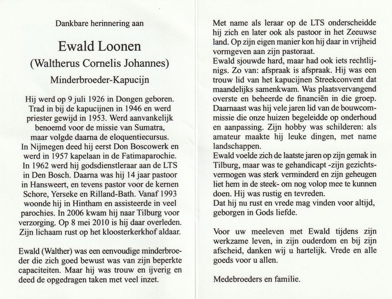 Ewald Loonen inzegening huwelijk Frank en Nellie Bogers